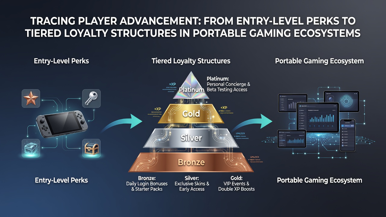 Visualisierung gestaffelter Loyalitätsprogramme mit mobilen Gaming-Elementen und VIP-Tiers